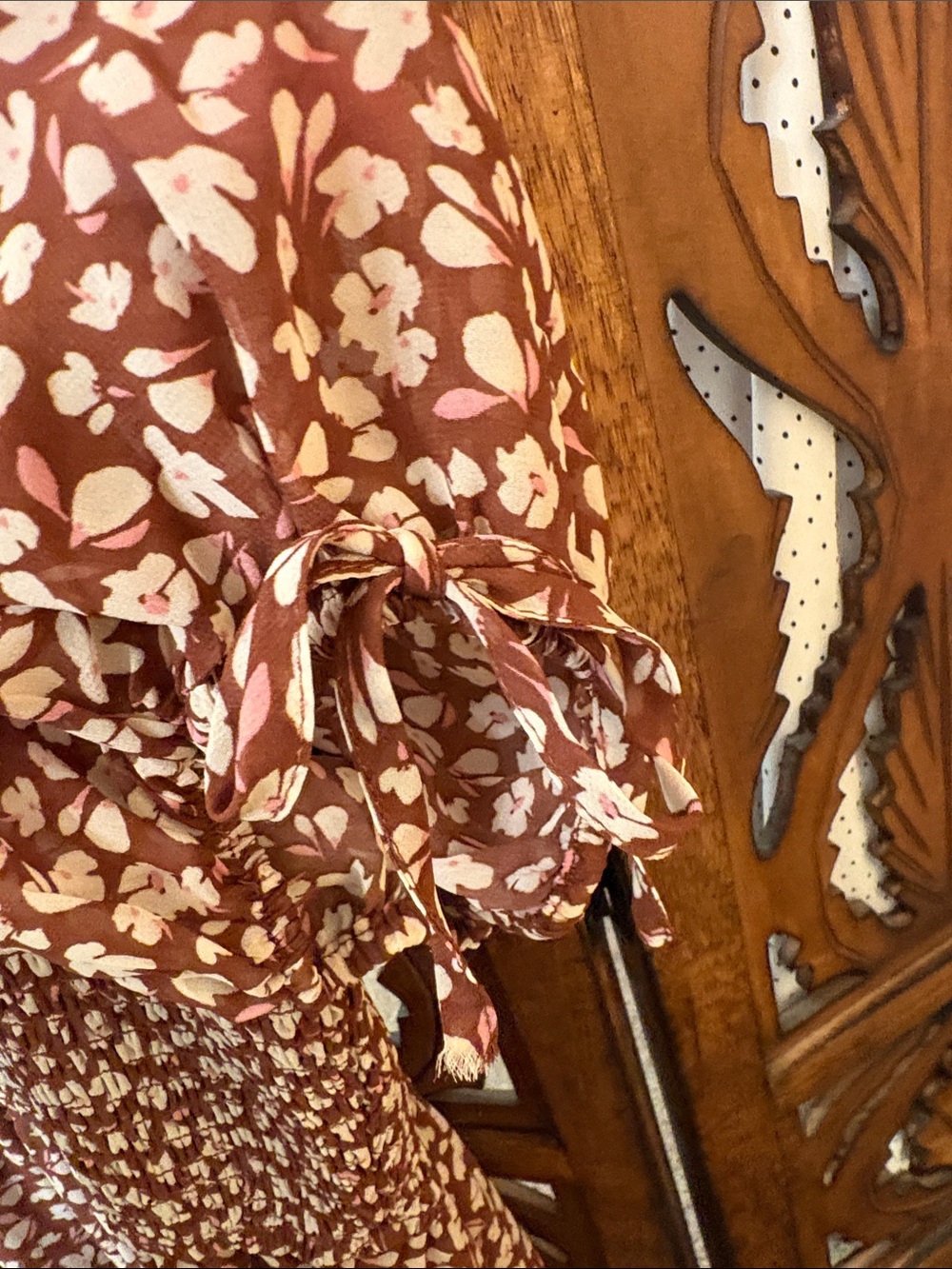 Blu Pepper Brown Floral Smocked Mini Dress - Picture 3 of 7
